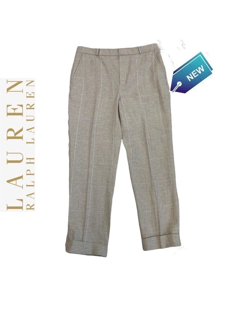 Lauren Ralph Lauren NWT tan beige plaid check pants size 8